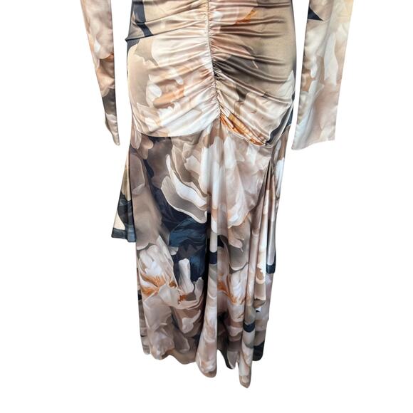 AKNVAS Houston Dress Floral Neutral Multicolor Cream Navy Brown‎ Size 0 - Picture 9 of 13